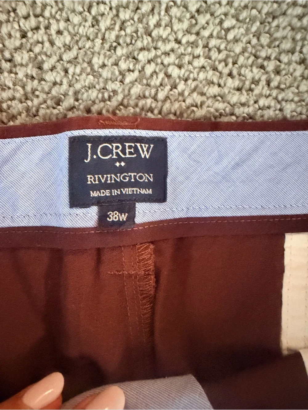 J. Crew Men's Three-Pack Flat Front Shorts - Light Blue Striped, Tan & Burgundy
